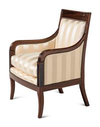 A Pair of Empire Style Mahogany Bergères