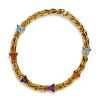 An 18 Karat Yellow Gold and Multigem Collar Necklace, Chimento,