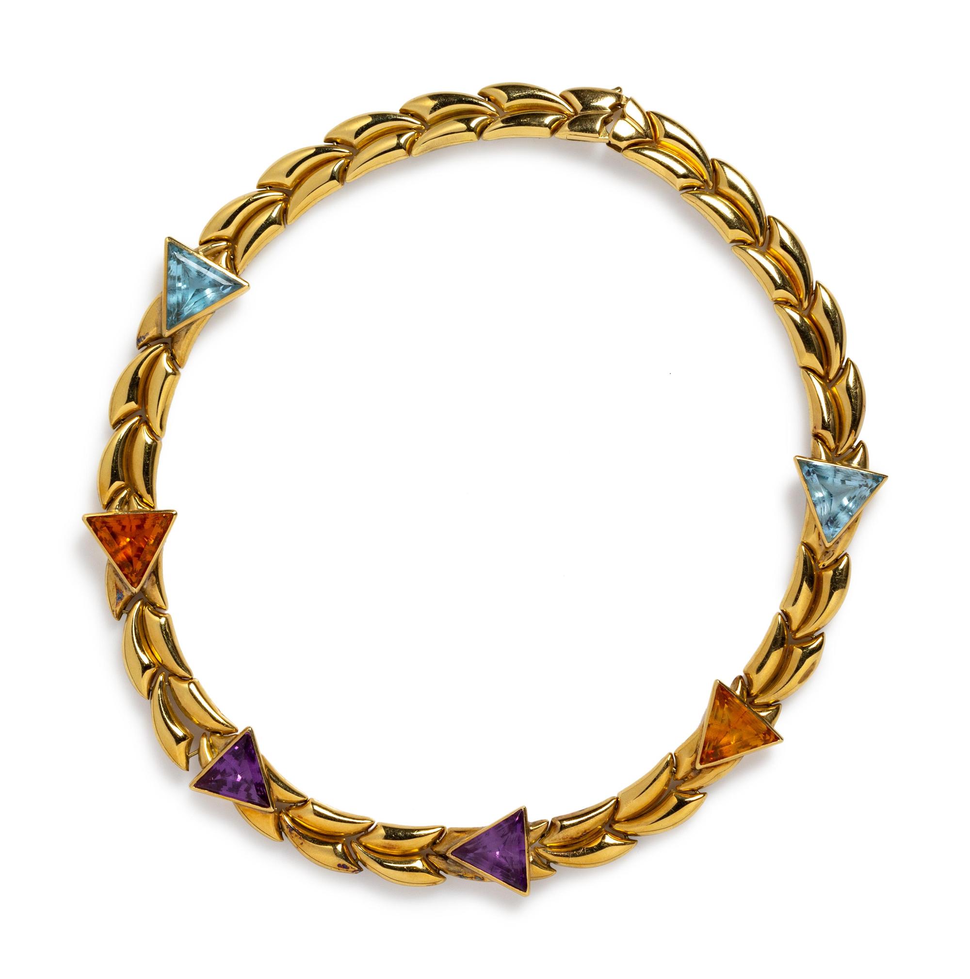 An 18 Karat Yellow Gold and Multigem Collar Necklace, Chimento,