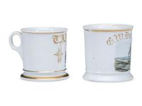 Two Railroad Worker's Porcelain Occupational Shaving Mugs