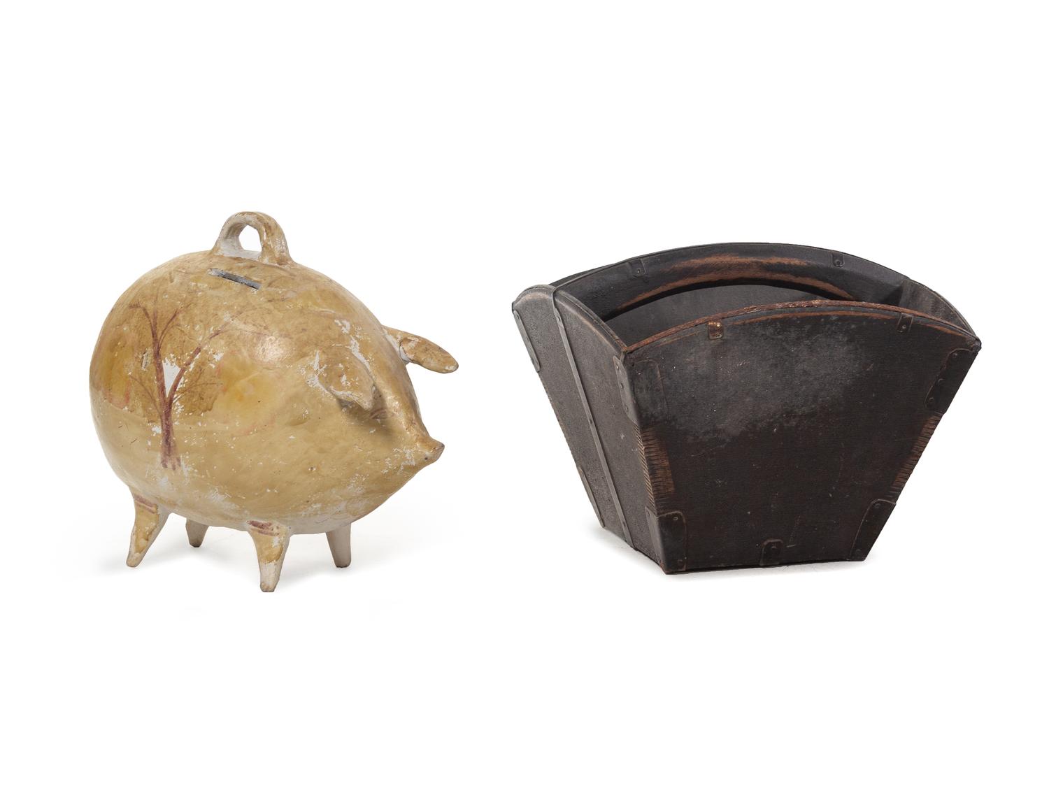A Piggy Bank and a Wood Basket