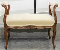 A Louis XV Style Walnut Window Seat Width 28 1/2 inches.