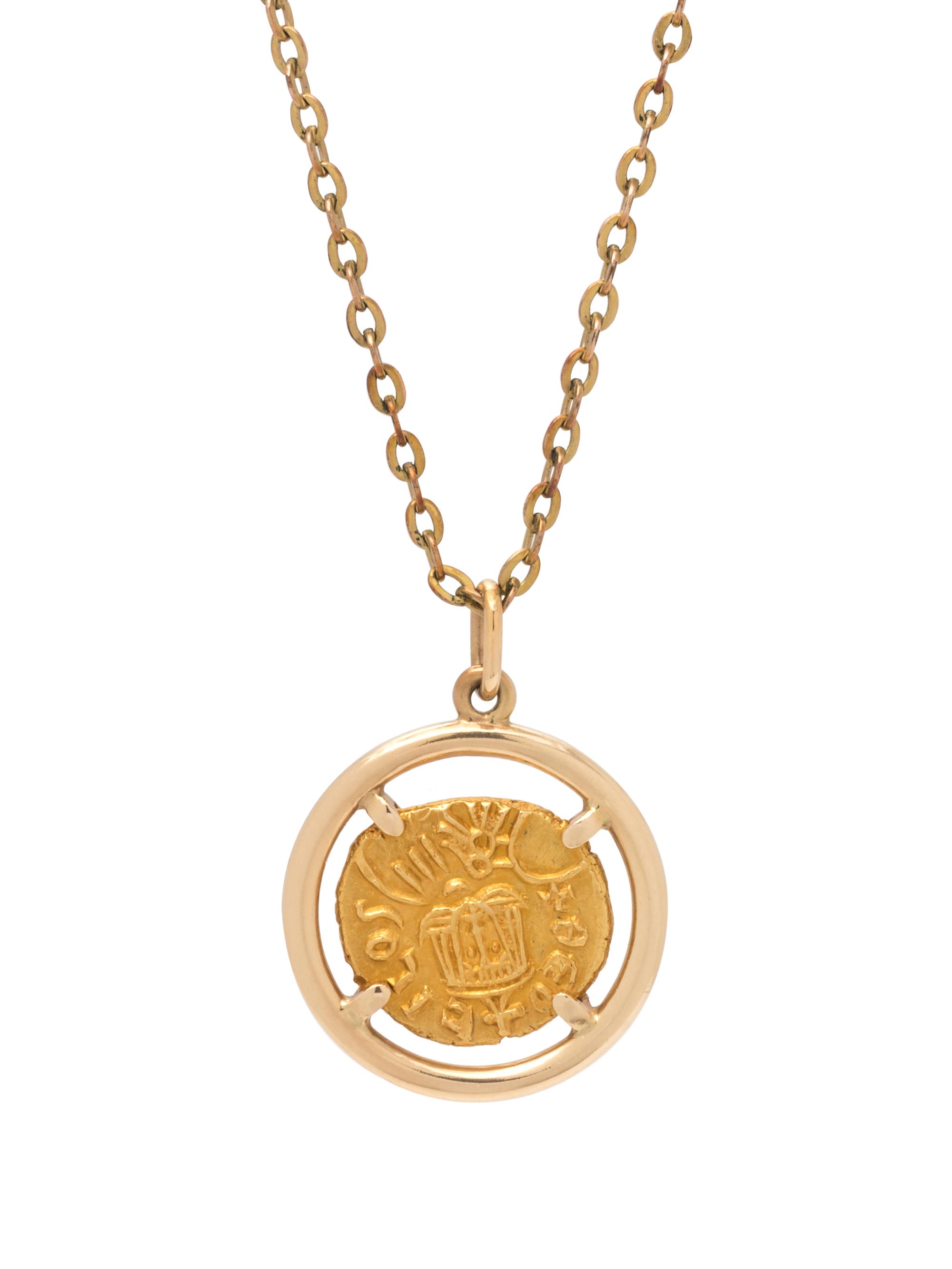 YELLOW GOLD AND BYZANTINE 1 SOLIDUS COIN PENDANT