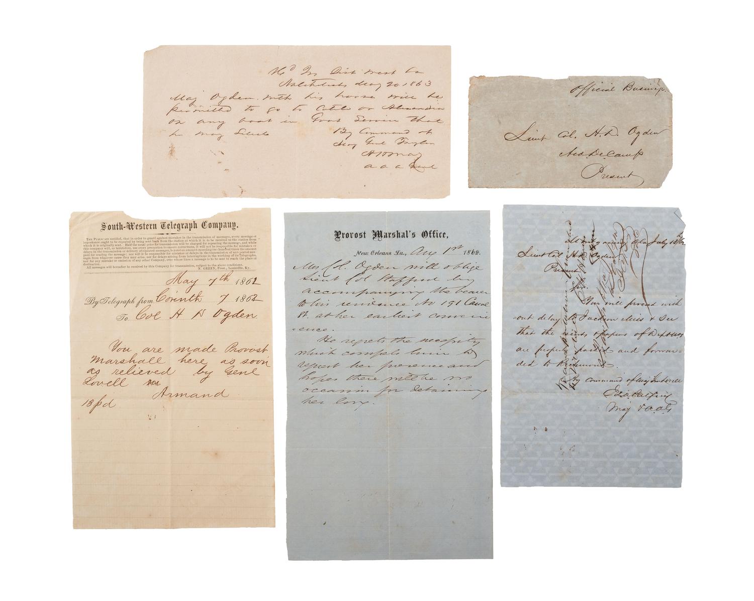 [CIVIL WAR]. Archive of Colonel Henry D. OGDEN, first officer of the Louisiana Native Guard, the first Black regiment in the Confederate Army.