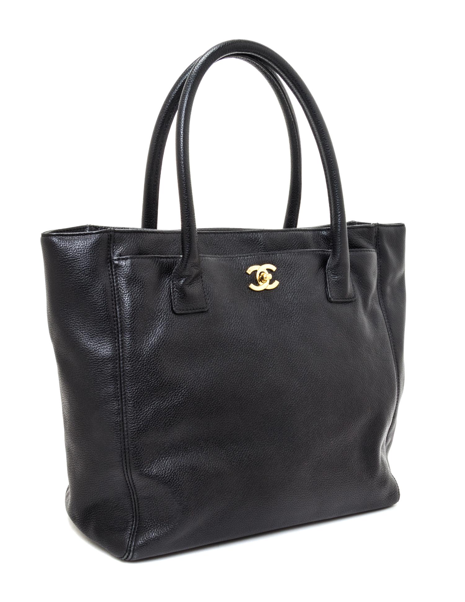 A Chanel Black Caviar Leather Tote Bag, 11.5" x 11.5" x 5.5".