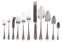 An American Silver Flatware Service for Twelve, Dominick & Haff, retailed by J.E. Caldwell, in the Queen Anne pattern, comprising: 12 d