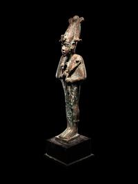 A Large Egyptian Bronze Osiris with Inlaid Eyes