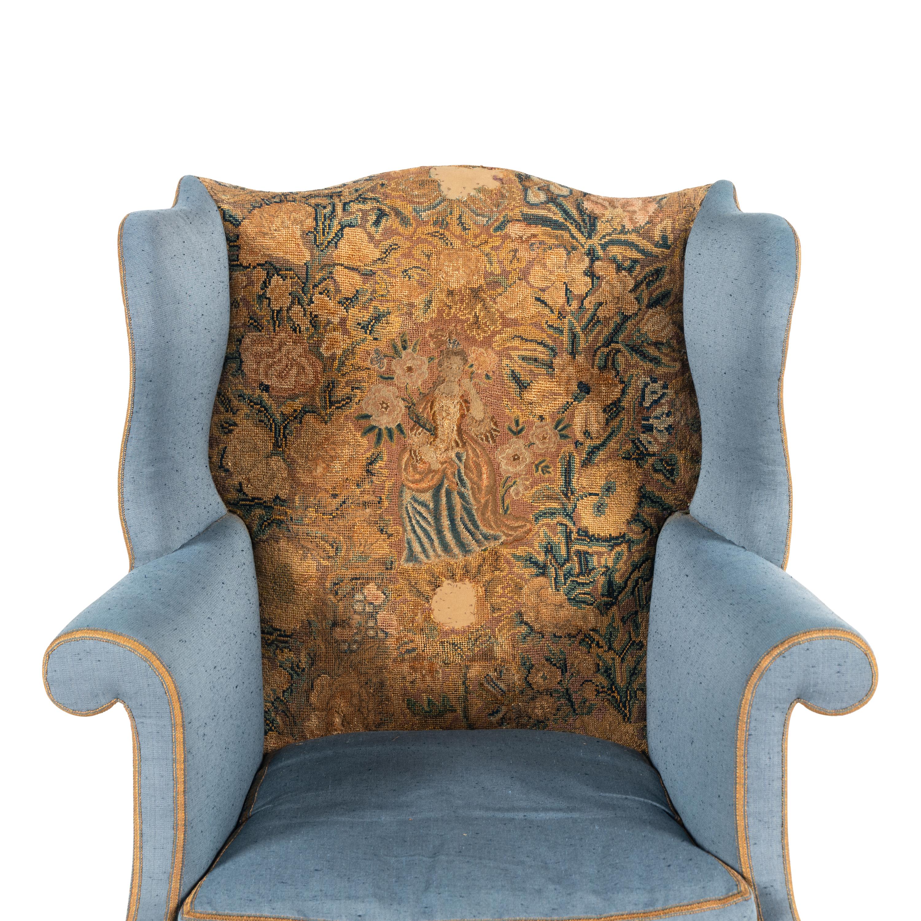 A William and Mary Tapestry-Upholstered Wingback Chair