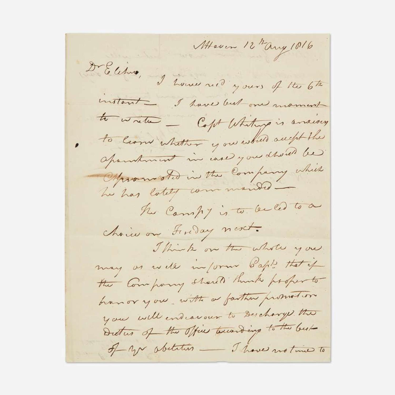 [Americana] Whitney, Eli Autograph Letter, signed
