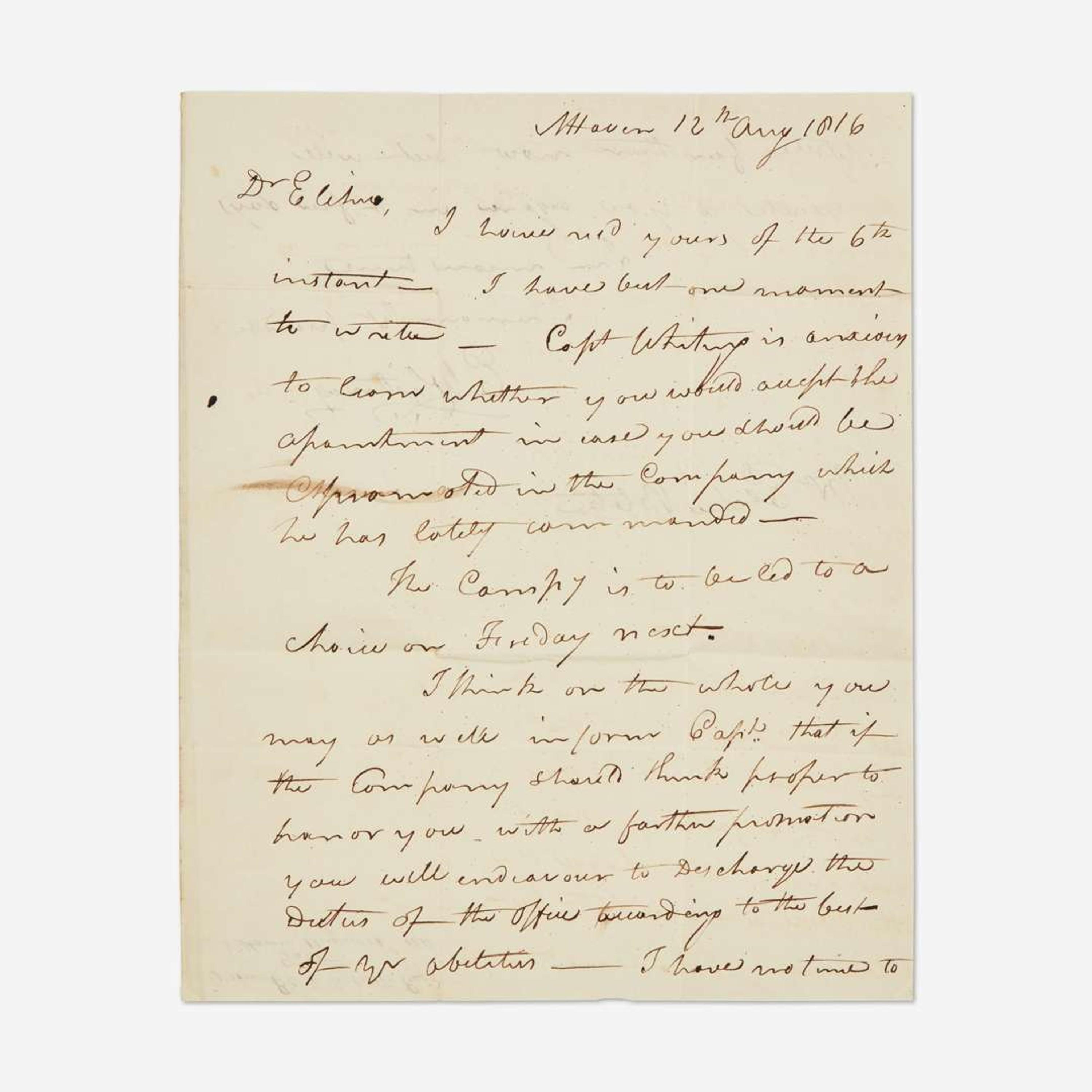 [Americana] Whitney, Eli Autograph Letter, signed