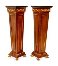 A Pair of Regency Style Parcel Gilt Pedestals