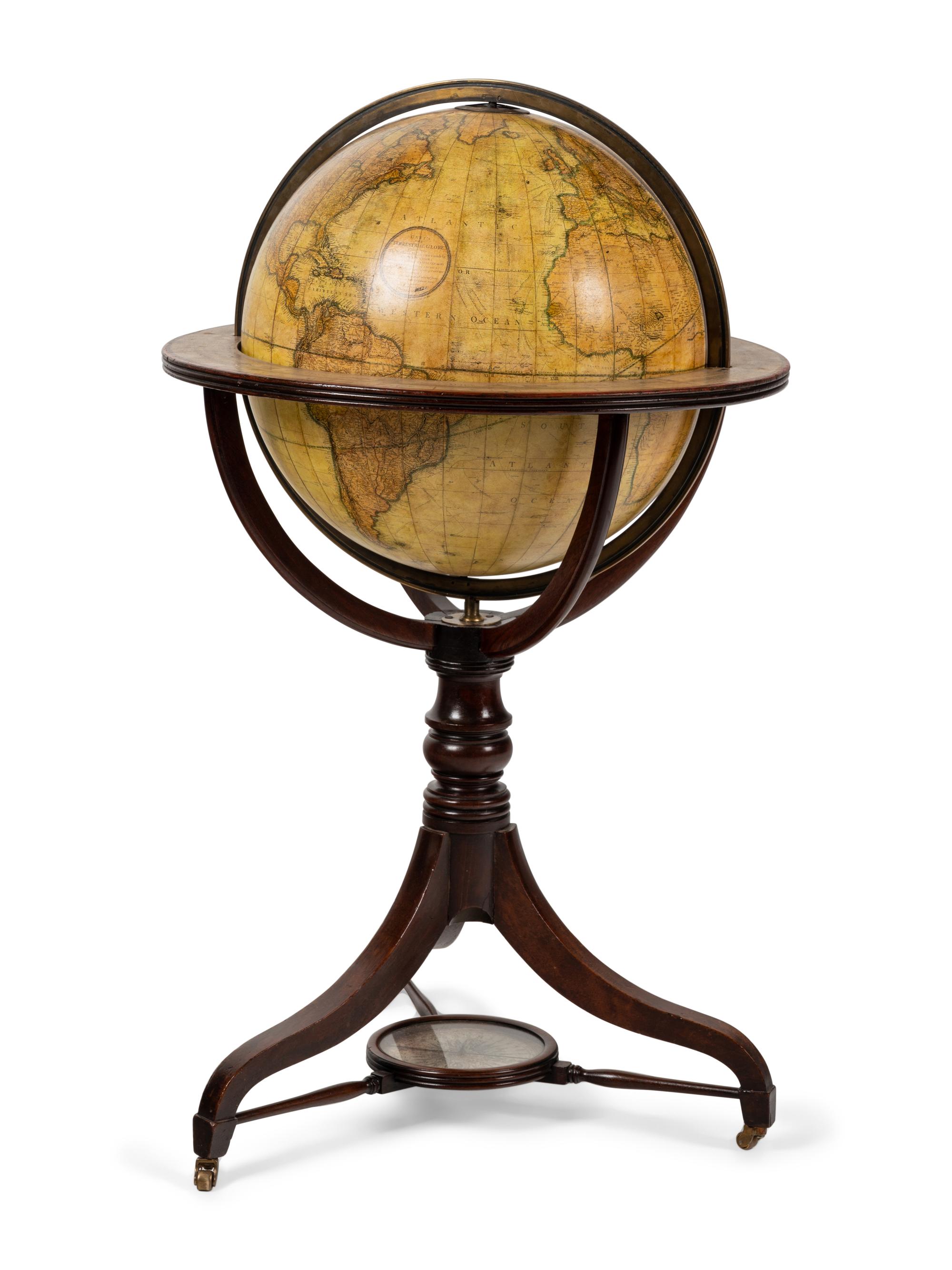 An English Mahogany Eighteen-Inch Terrestrial Globe