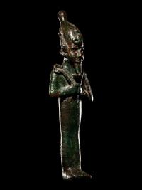 An Egyptian Bronze Osiris with Silver Inlaid Eyes
