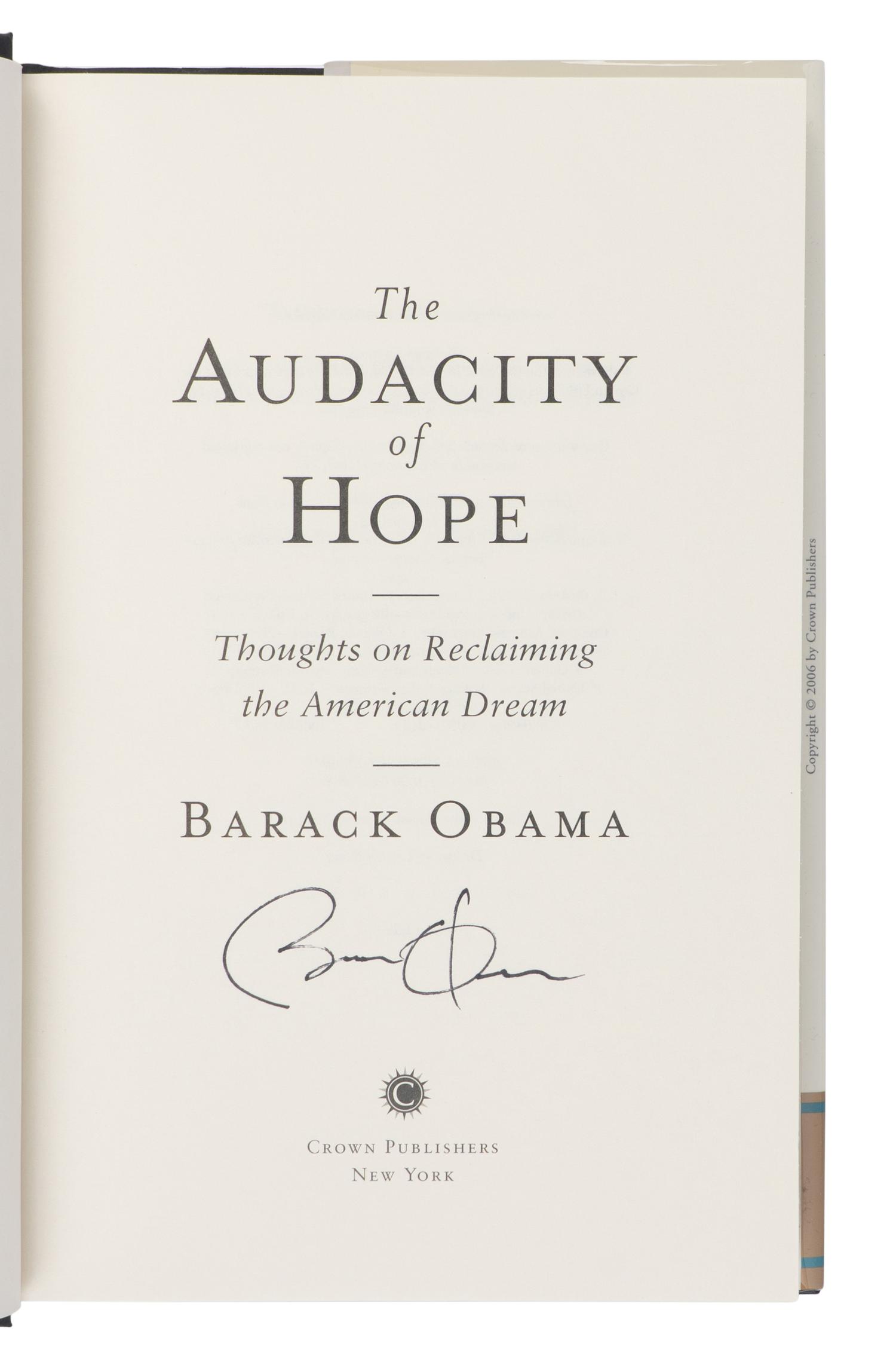 OBAMA, Barack (b. 1961). A group of 4 FIRST EDITIONS, ALL SIGNED, comprising: