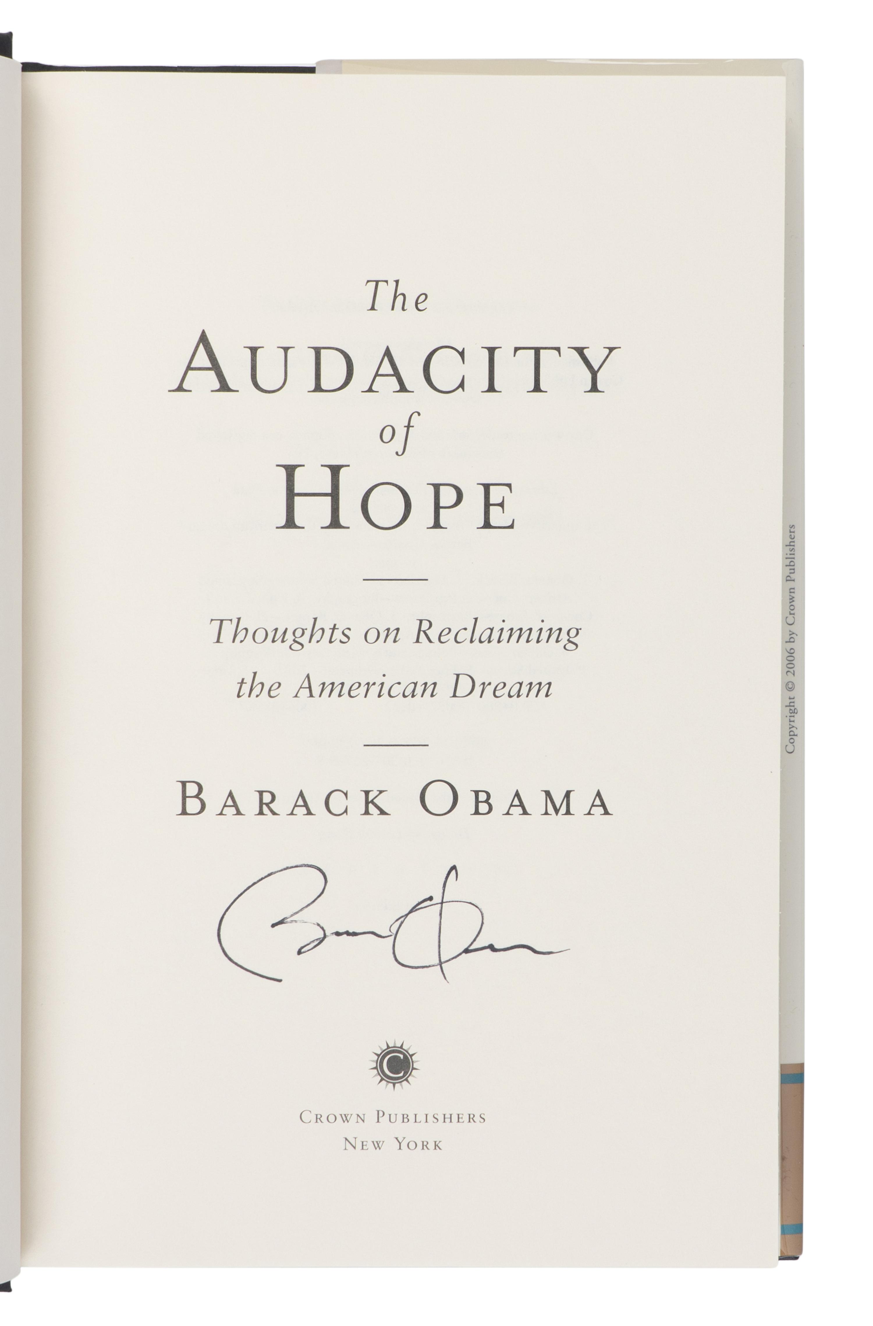 OBAMA, Barack (b. 1961). A group of 4 FIRST EDITIONS, ALL SIGNED, comprising: