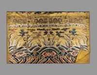 A Chinese Yellow Ground Silk Brocade Panel