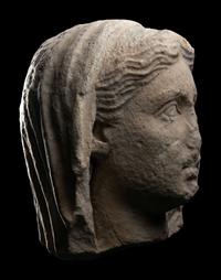 A Late Hellenistic Marble Head of a Veiled Woman
