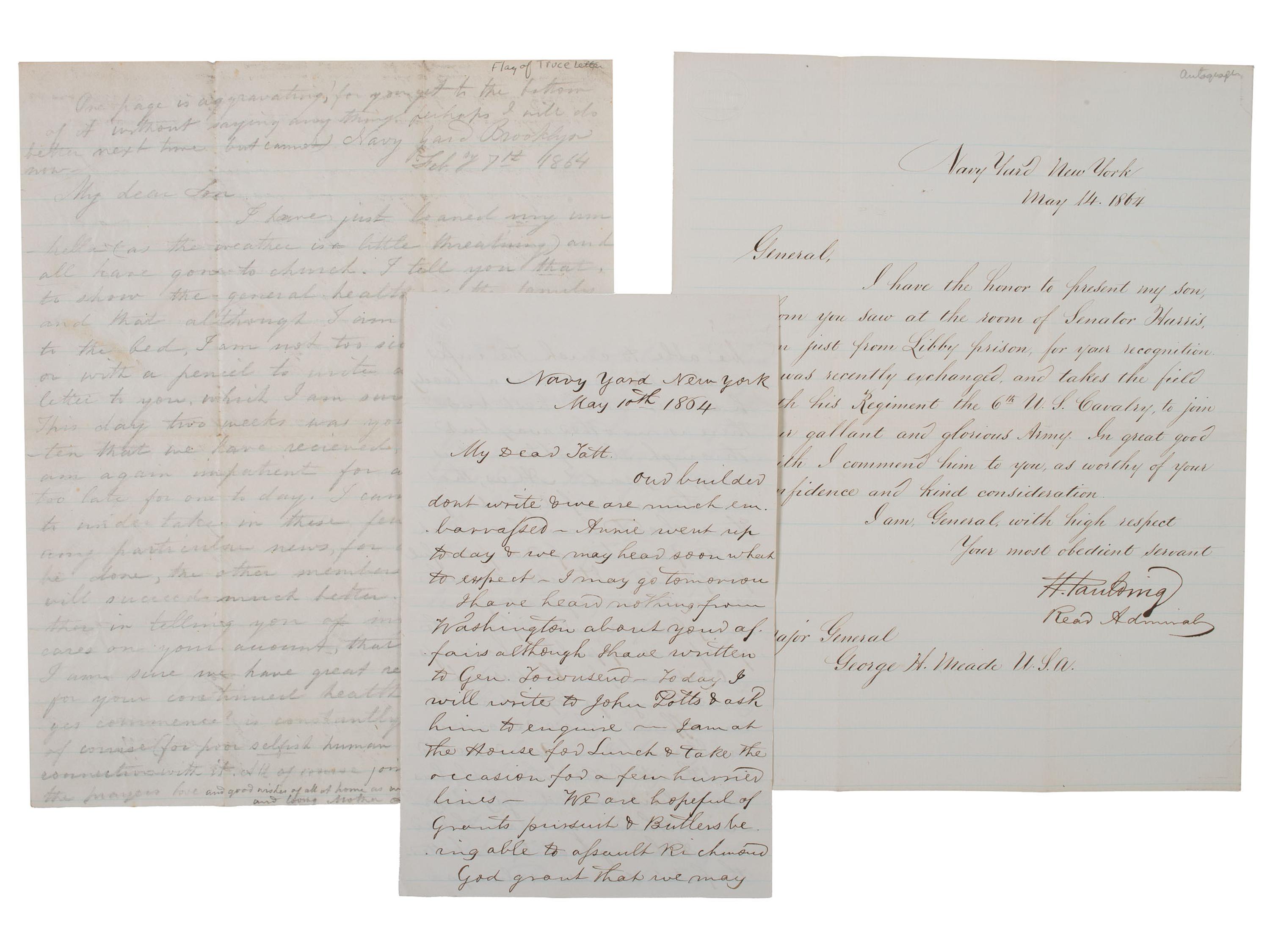 [CIVIL WAR]. War-date letters and diary of Capt. Tattnall Paulding (1840-1907), 6th US Cavalry, POW Battle of Fairfield, incl. Gettysburg Campaign and Libby Prison content.