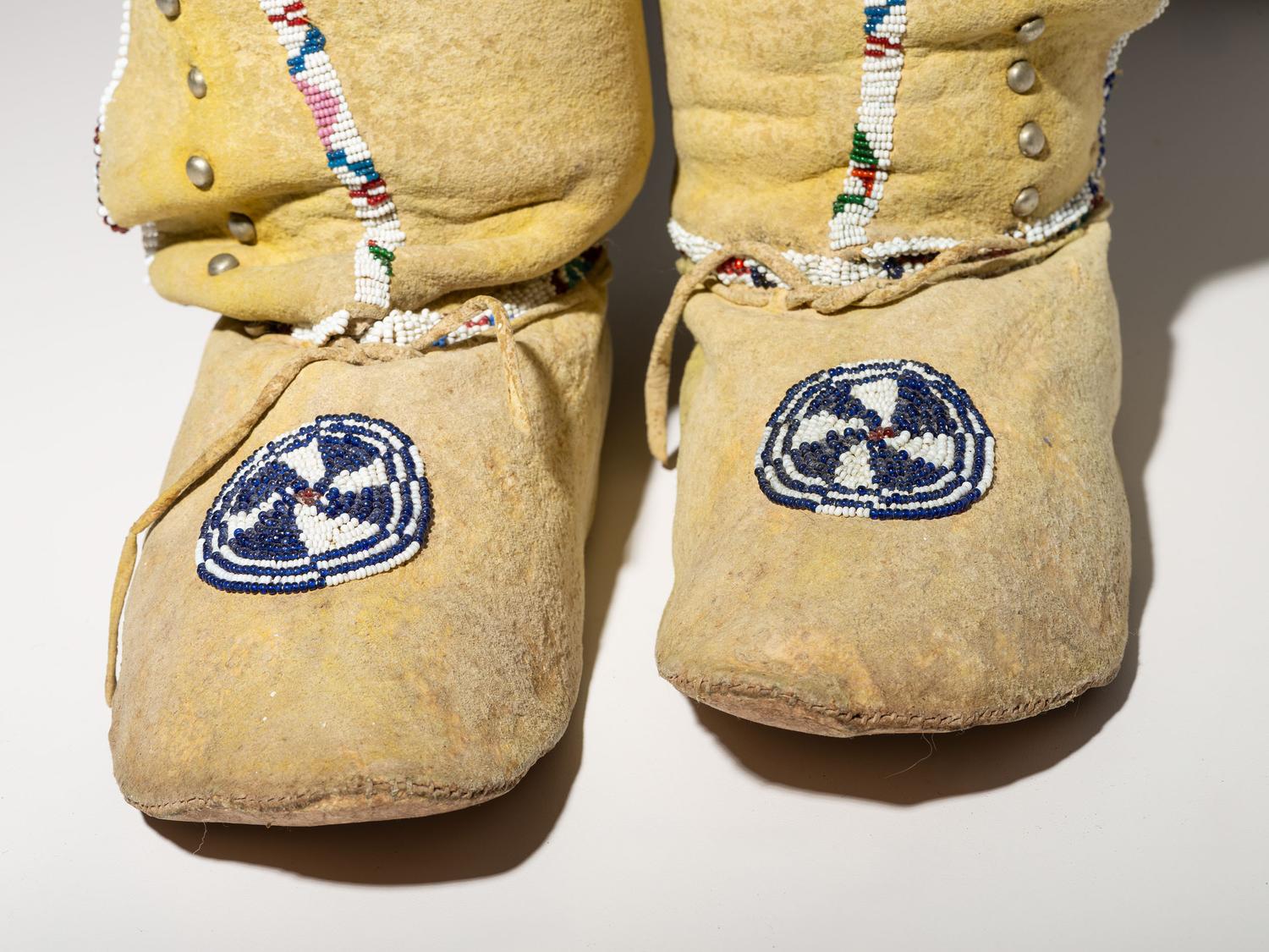 Kiowa Beaded Hide Leggings and Moccasins
