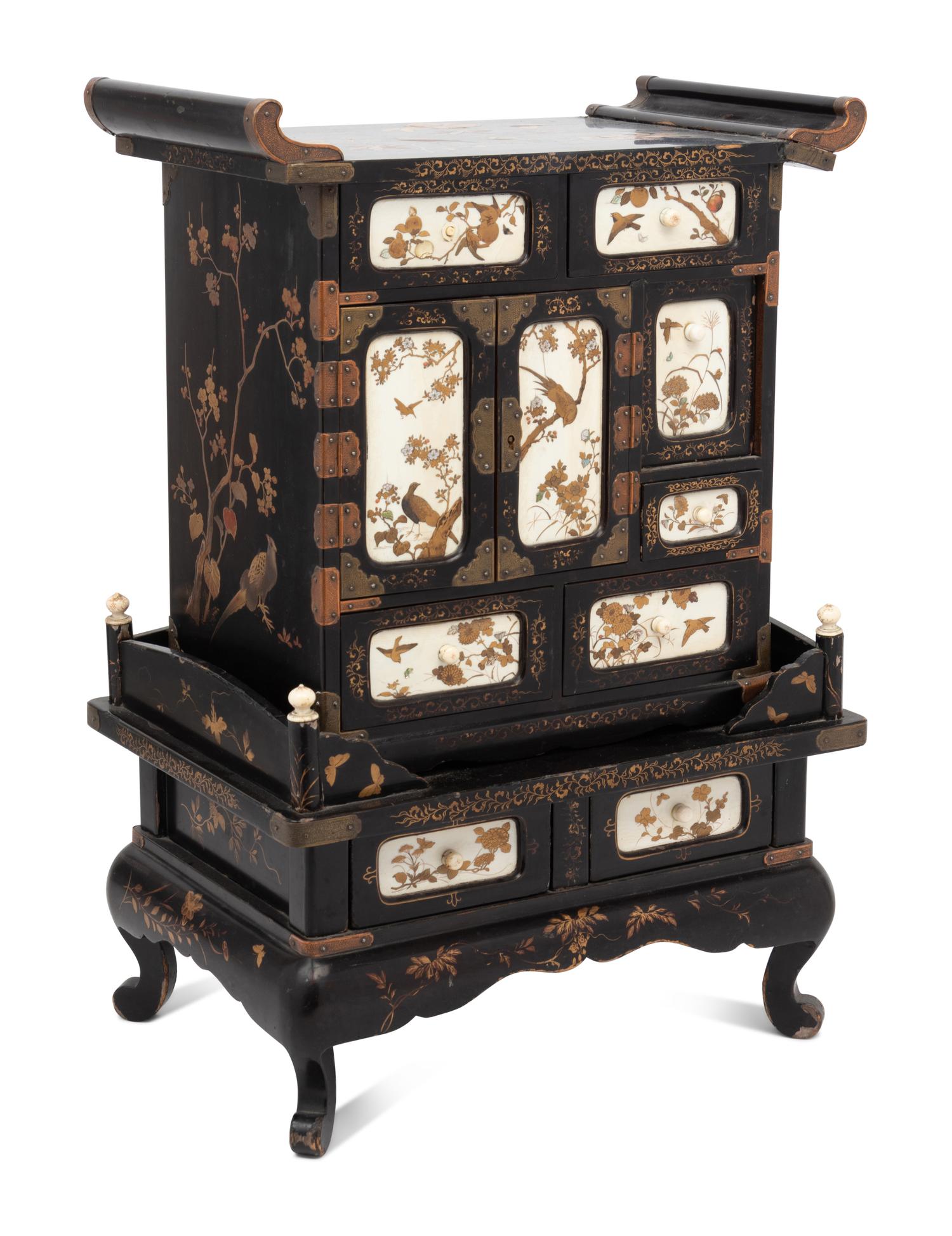 A Japanese Parcel Gilt Lacquered Table Cabinet