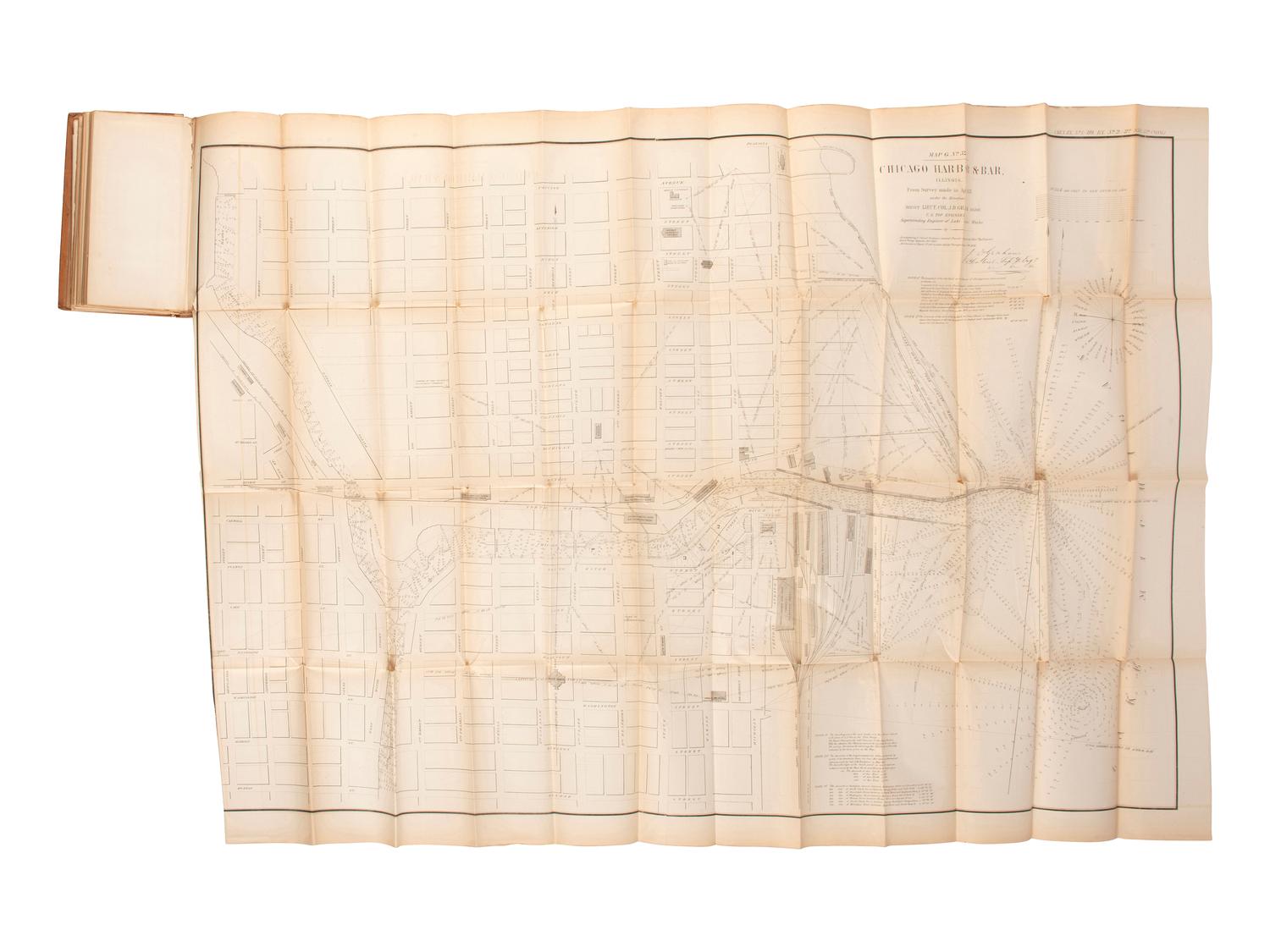 [MAPS & ATLASES]. Senate Documents 2nd Session, 35th Congress, bound group of maps including Chicago Harbor & Bar. 1858.