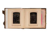 [EARLY PHOTOGRAPHY]. Four albums containing CDVs, tintypes, and cabinet cards of varying subjects.