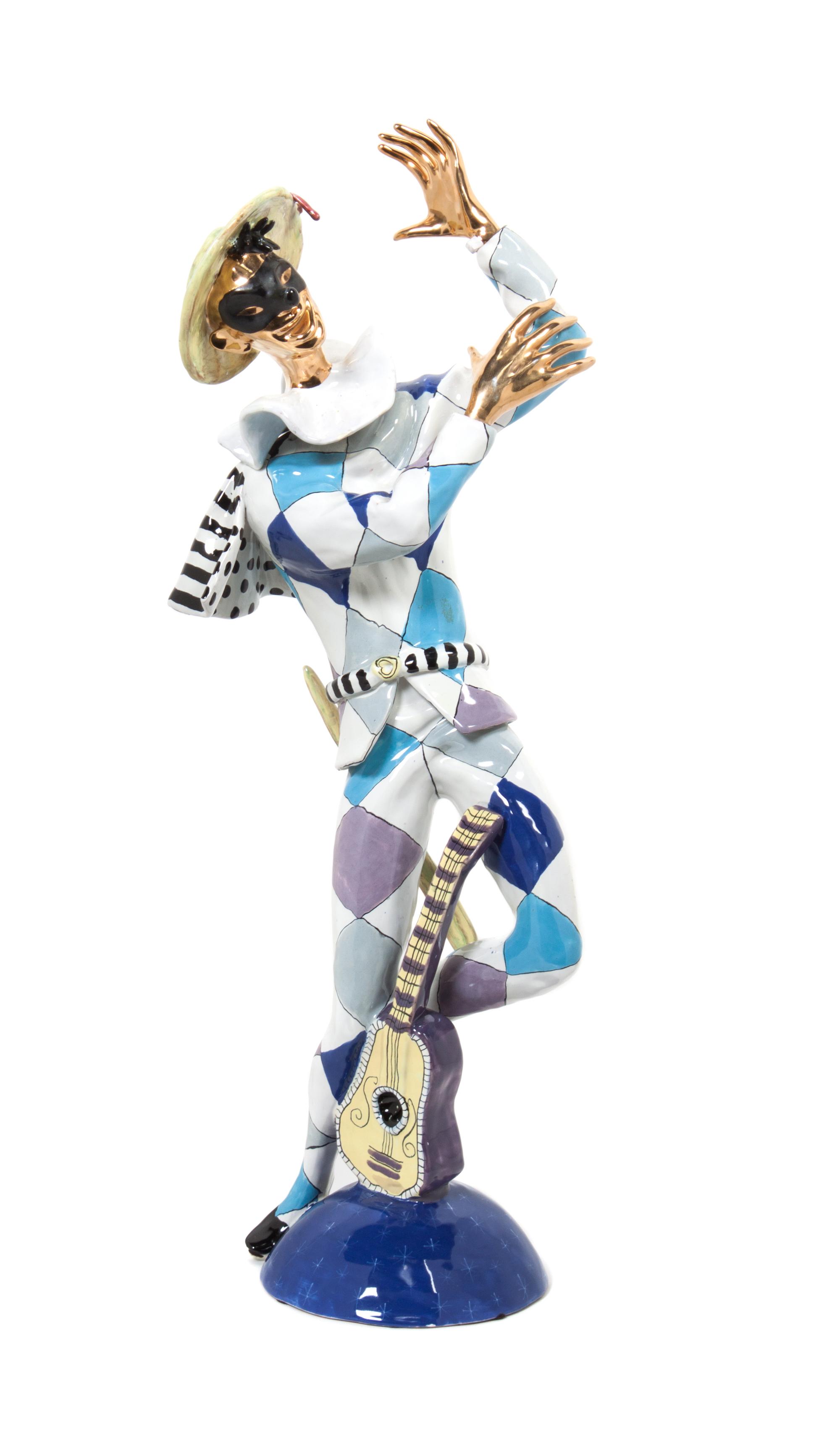 A Ceramic Harlequin Figure Height 27 1/2 inches — SAN PALO, ITALY, CIRCA 1950
