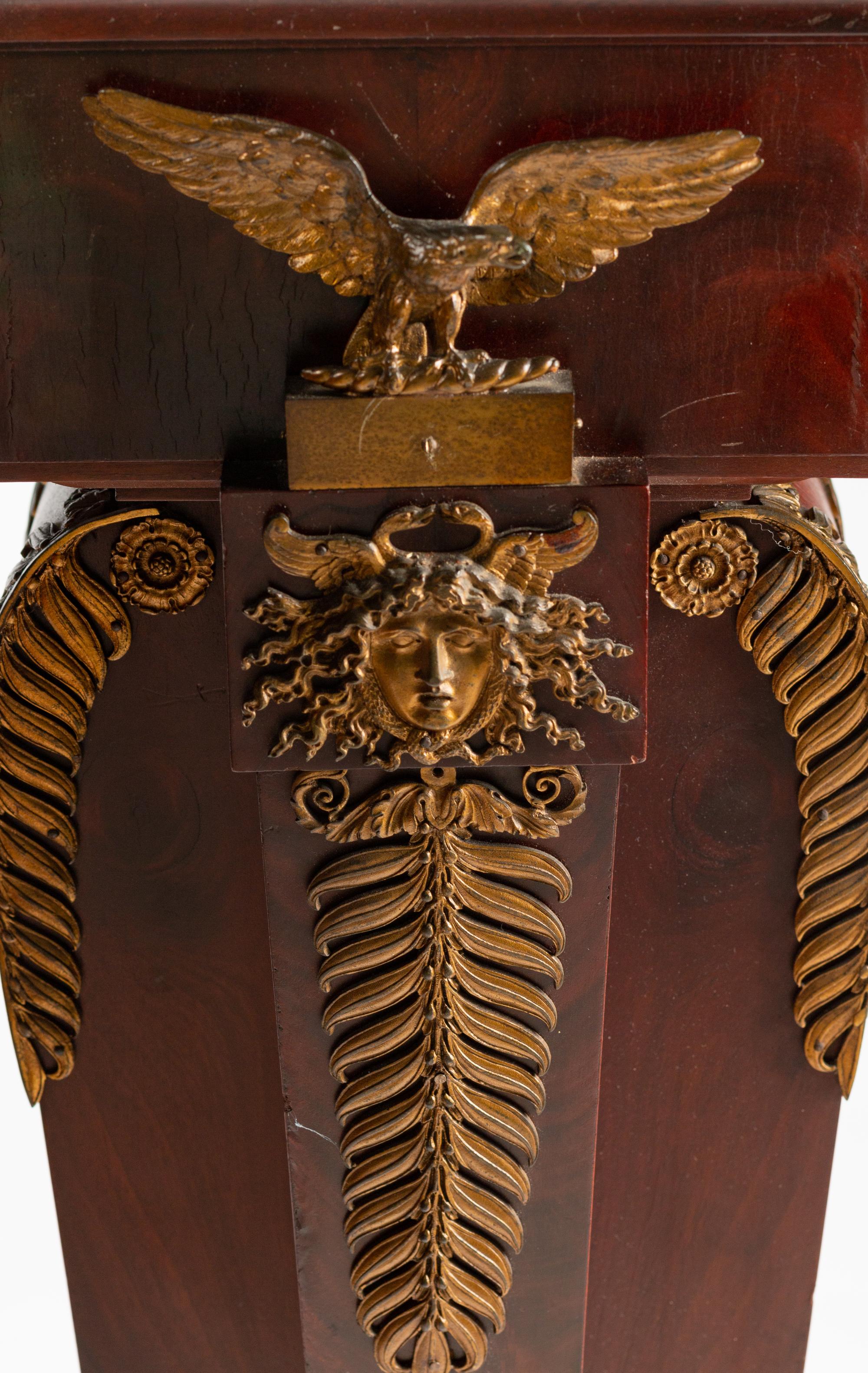 A Pair of Baltic Neoclassical Style Gilt-Bronze-Mounted Mahogany Pedestals
