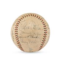 A 1930 World Series Champions Philadelphia Athletics Team Signed Autograph Baseball Featuring Al Simmons, Lefty Grove, Jimmie Foxx and Eddie Collins (Beckett Authentication Services Letter of Authenticity)