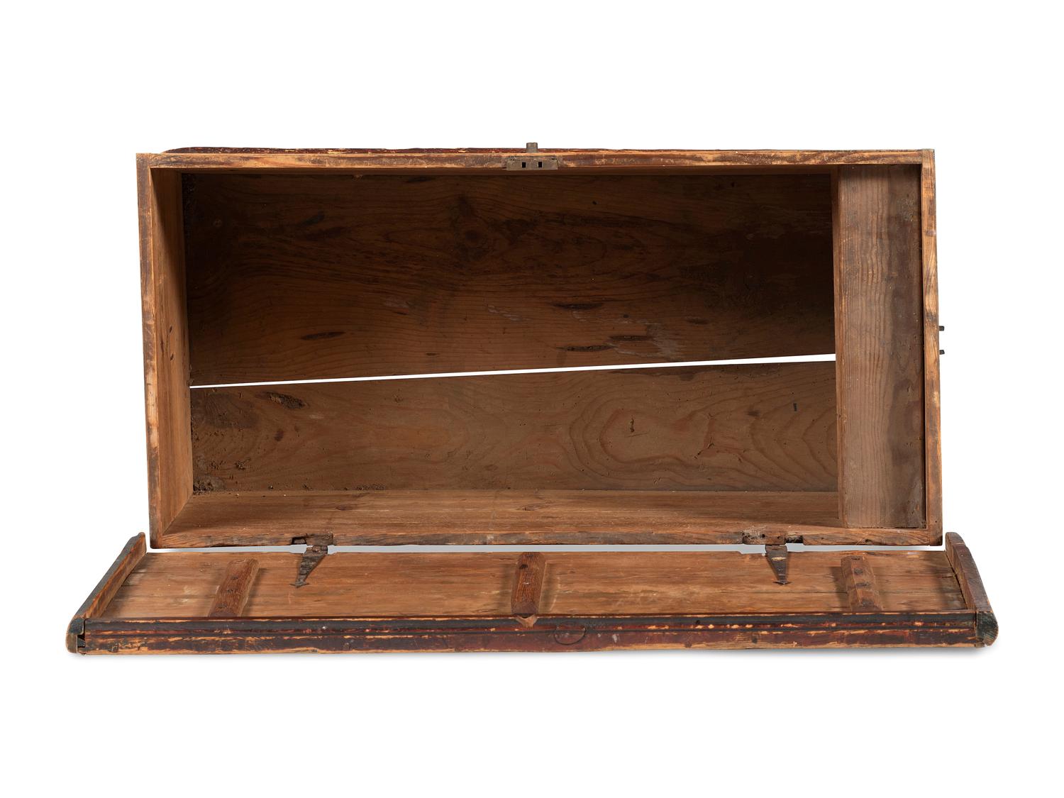A Country Painted Yellow Pine Storage Chest