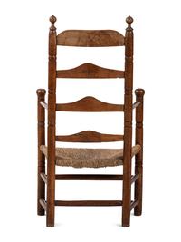 A Pilgrim Century Slat-Back Rush-Seat Armchair