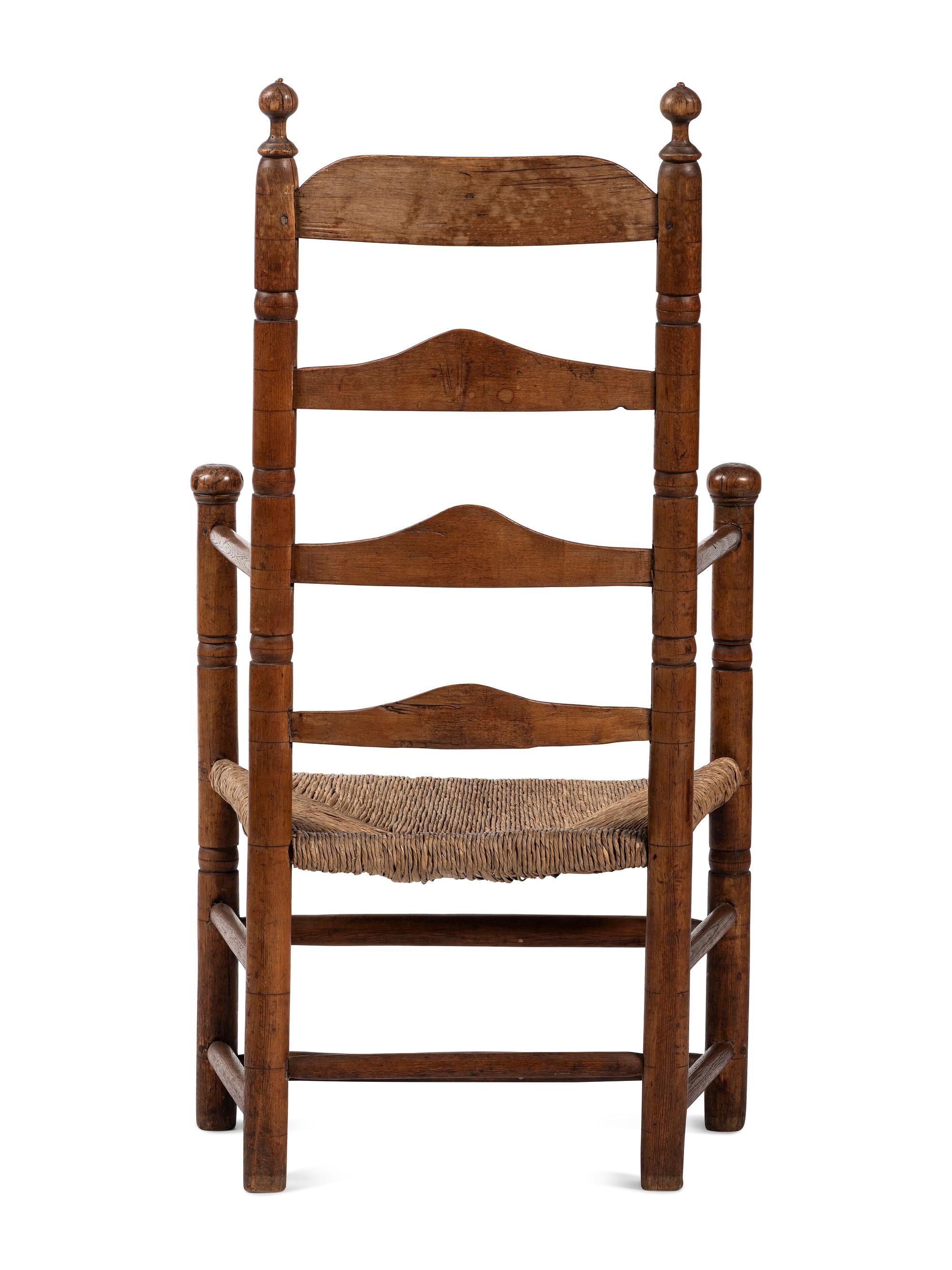 A Pilgrim Century Slat-Back Rush-Seat Armchair