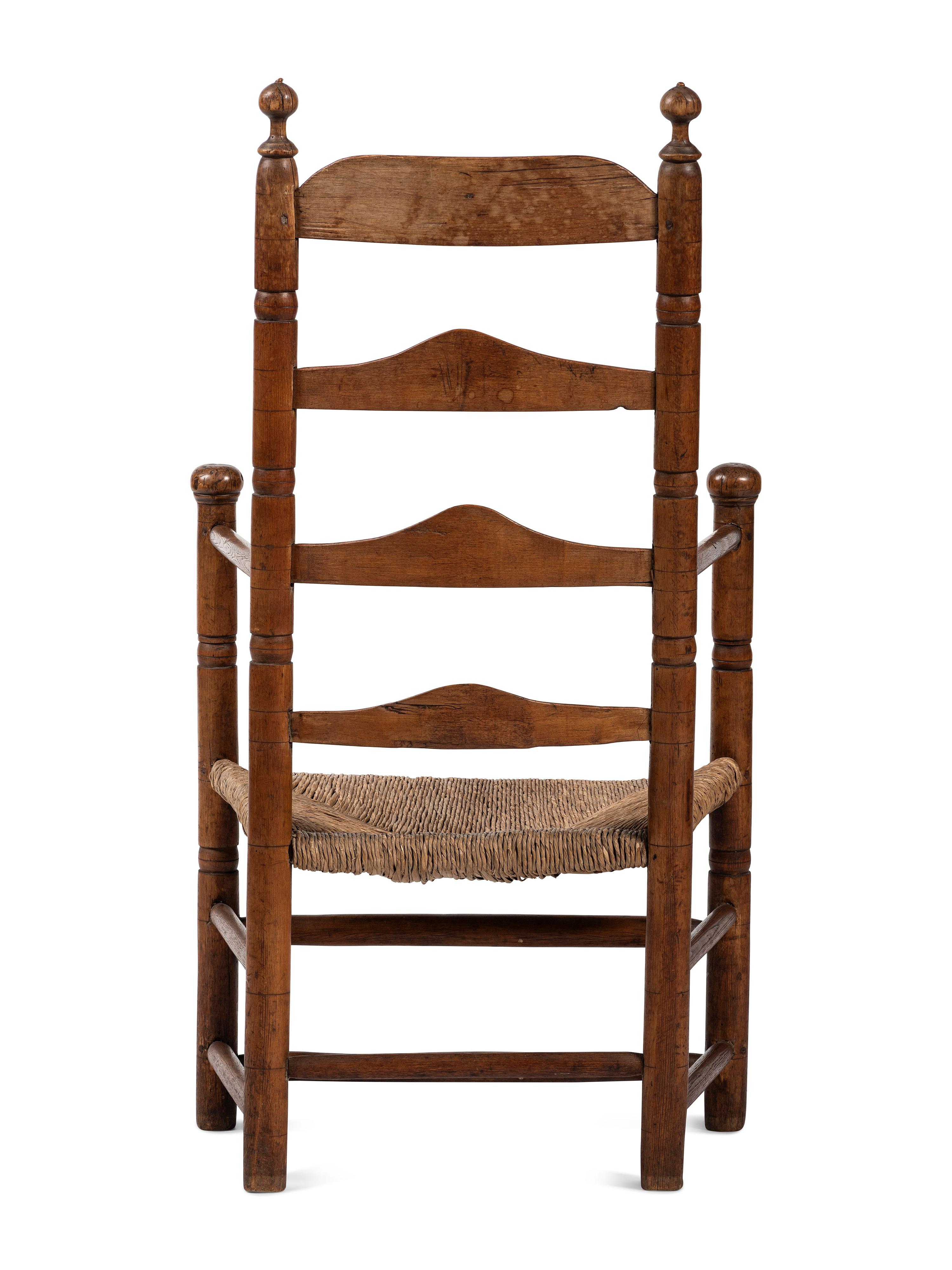 A Pilgrim Century Slat-Back Rush-Seat Armchair