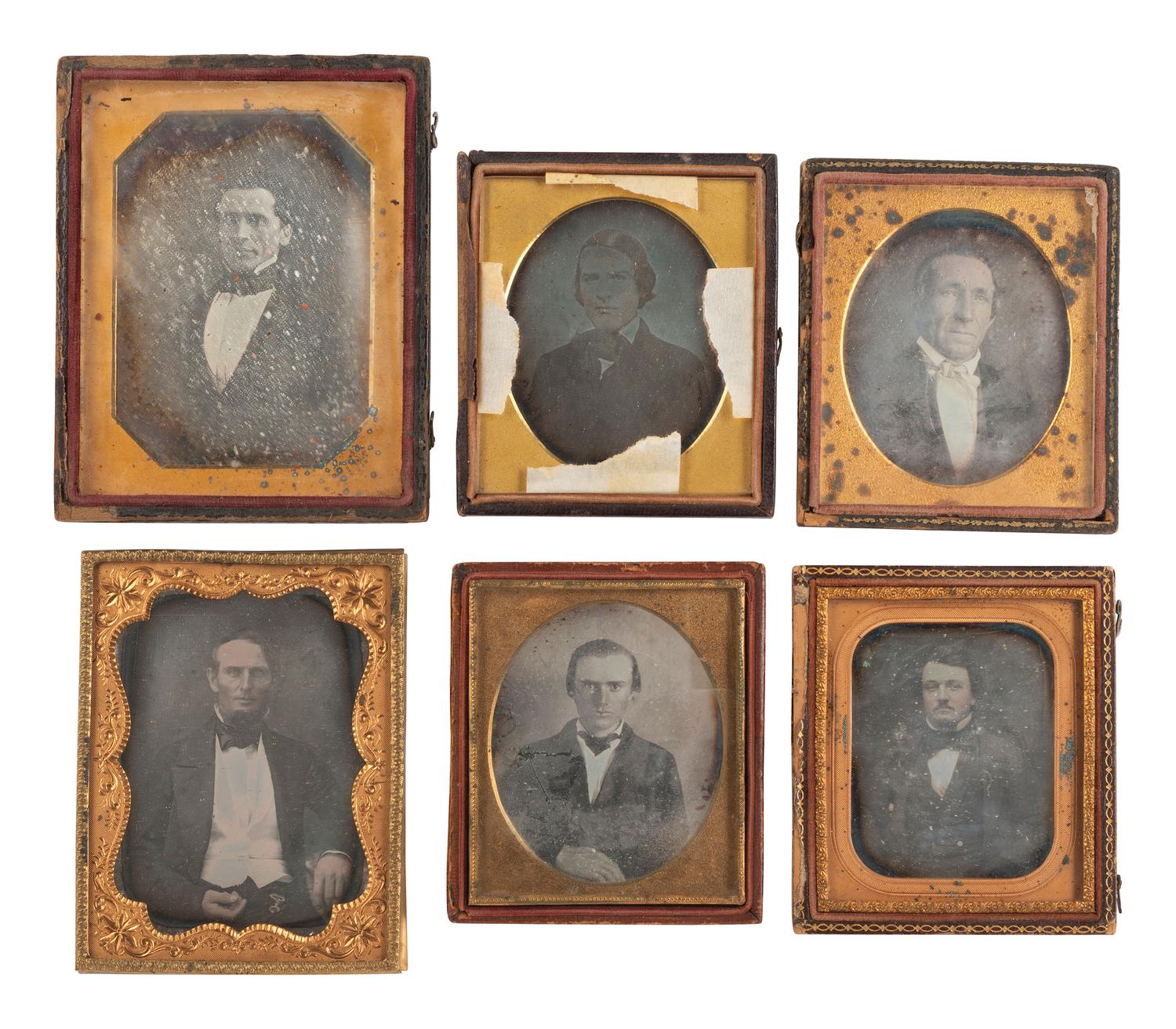 [EARLY PHOTOGRAPHY]. 24 quarter and sixth plate daguerreotypes of men of varying ages.