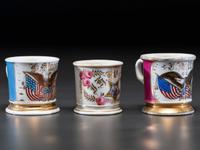Three Veteran's Porcelain Shaving Mugs