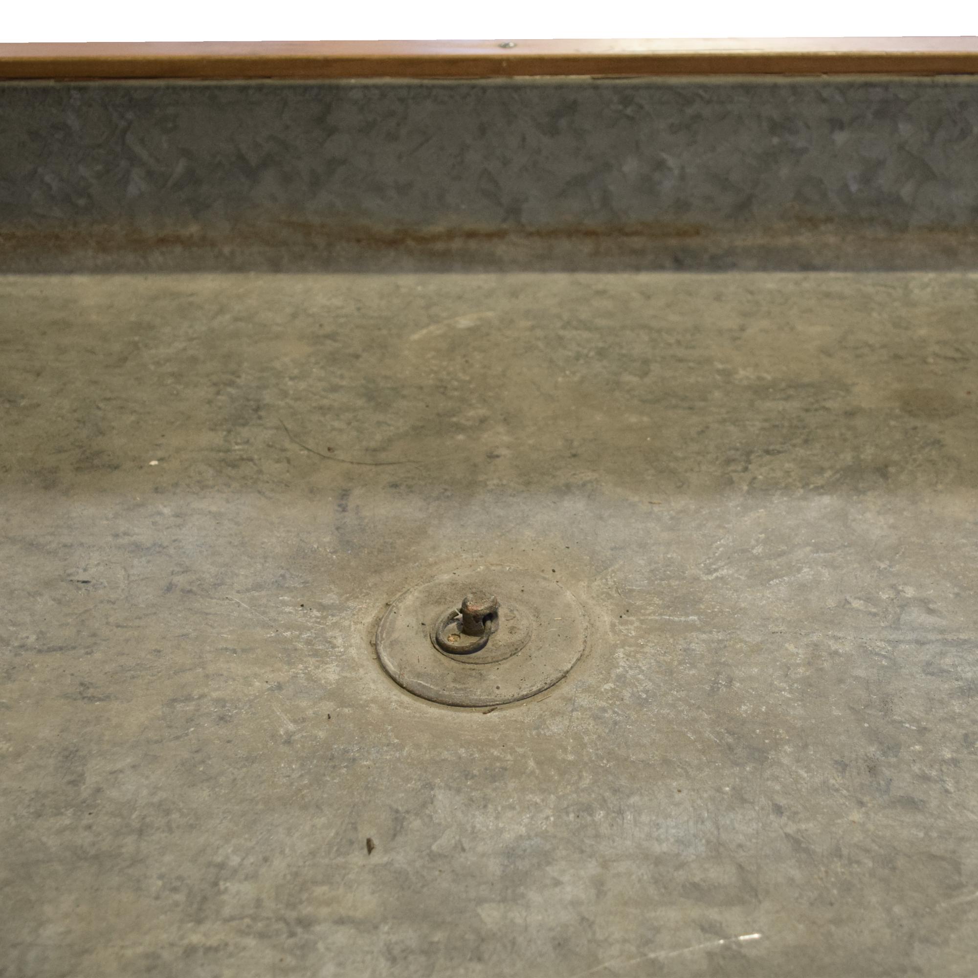 A Table with Zinc Lined Top 72" W x 24" D x 36" H — United States, Circa 1950