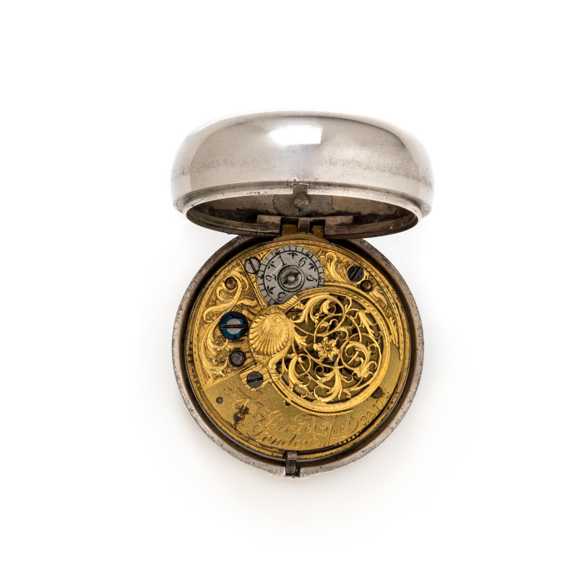 BRITISH, STERLING SILVER CALENDAR OPEN FACE POCKET WATCH