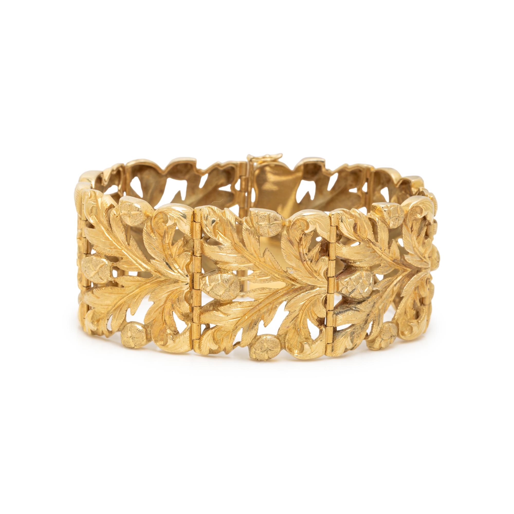YELLOW GOLD LEAF MOTIF BRACELET