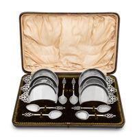 A Cased Victorian Silver Ice Cream Set