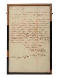 GIRARD, Stephen (1750-1831). Autograph letter signed ("Stephn. Girard"). N.p., 8 May 1804.