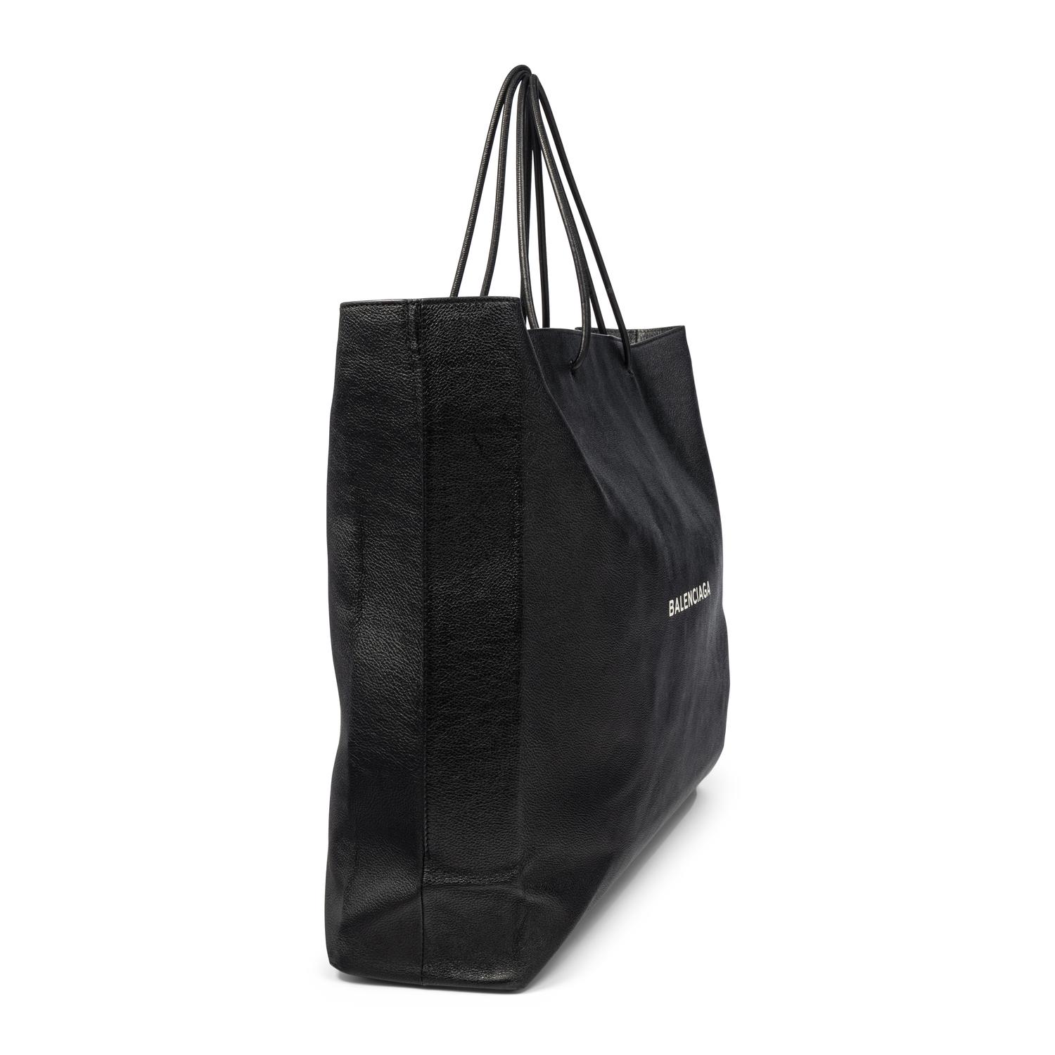 BALENCIAGA, XL LEATHER LOGO SHOPPING TOTE