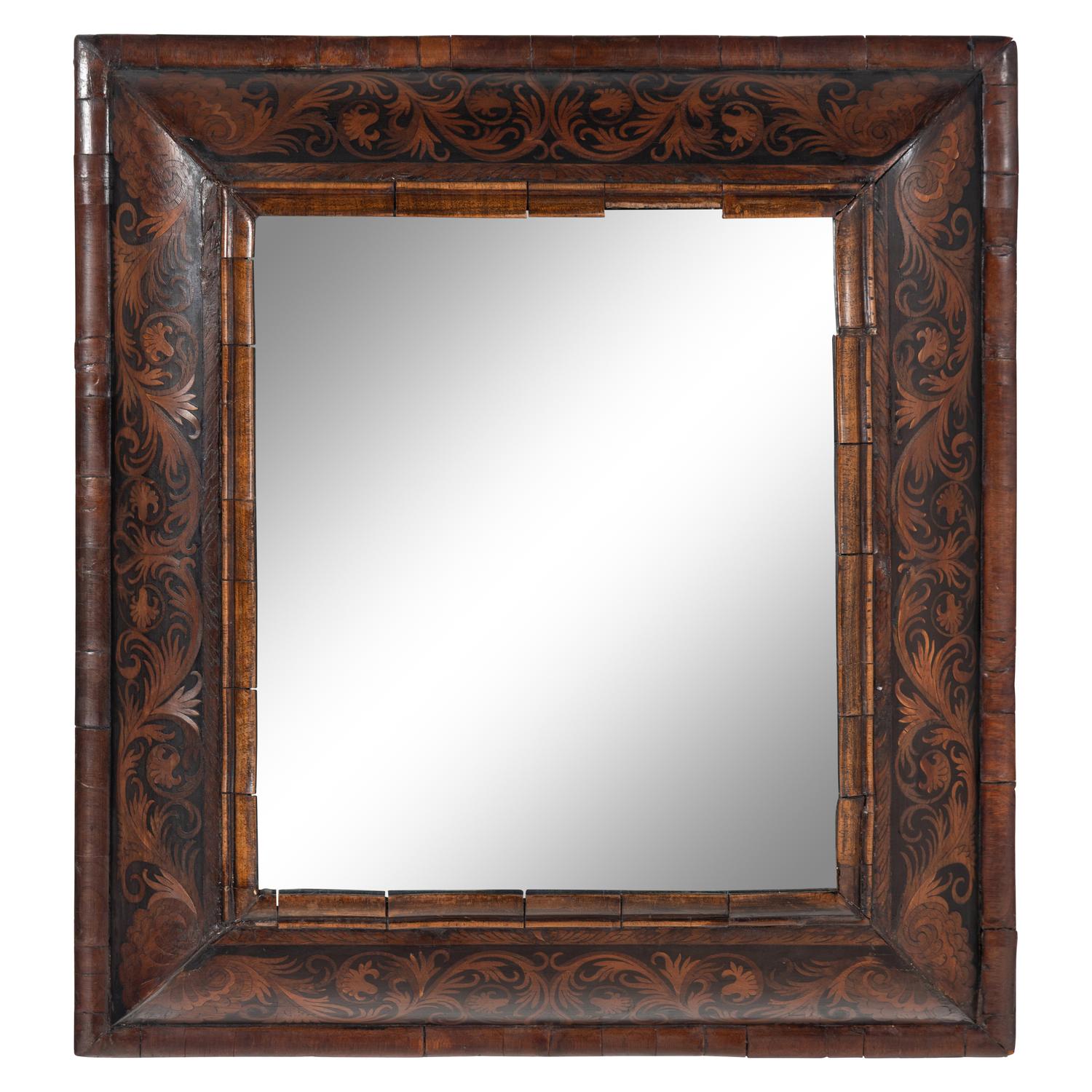 A William and Mary Walnut Marquetry Mirror