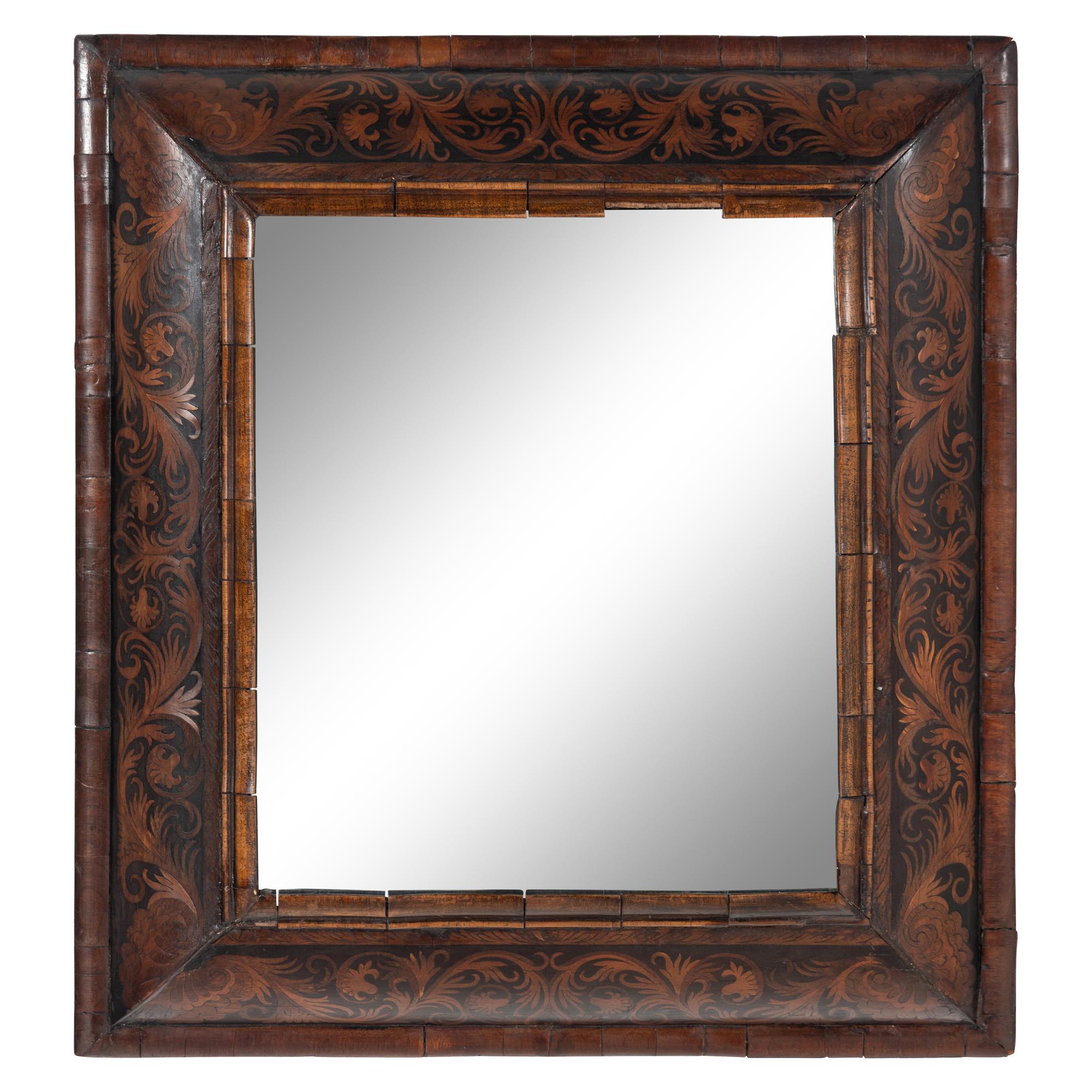 A William and Mary Walnut Marquetry Mirror