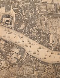 An Eight-Panel Floor Screen Depicting an Engraved Map of London