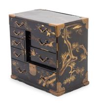 Three Japanese Gilt Decorated Black Lacquered Wares