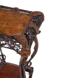 An Export Burlwood Top Hardwood Table