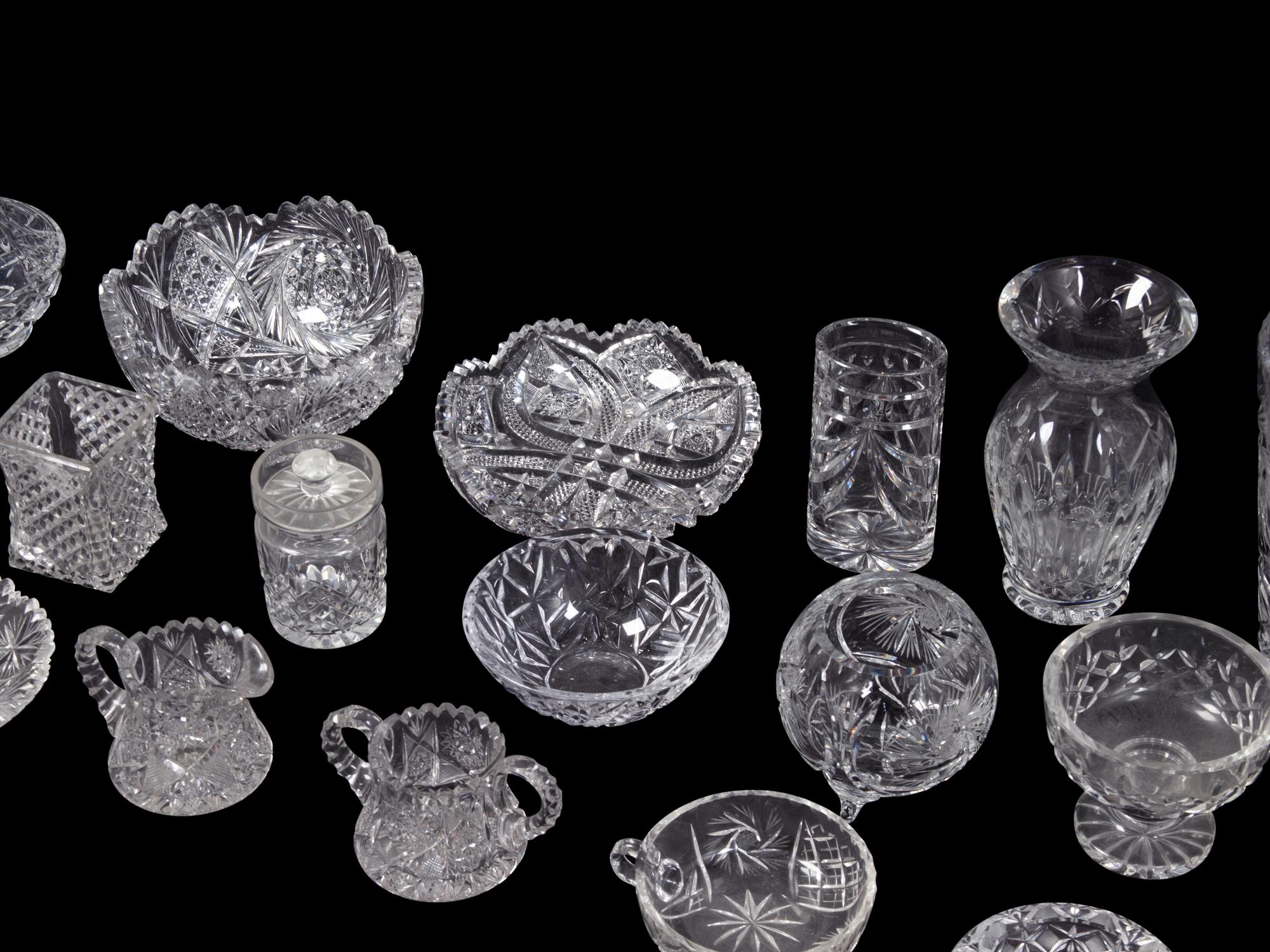 A Collection of Twenty American Cut Glass Tablewares Height of tallest 10 inches.