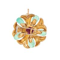 DAVID WEBB, RUBY, DIAMOND, EMERALD AND ENAMEL PENDANT/BROOCH