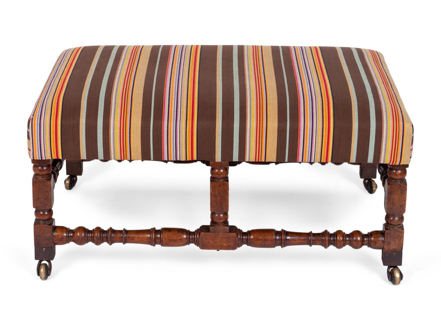 An English Turned Walnut Bench