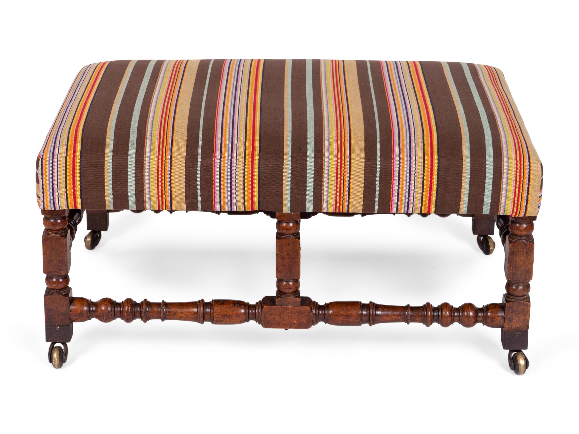 An English Turned Walnut Bench